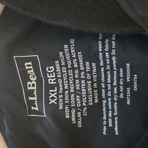 LL Bean 3 Season Bomber Jacket Black.  Size XXL Reg. Brand New with Tags!! - Picture 3 of 5